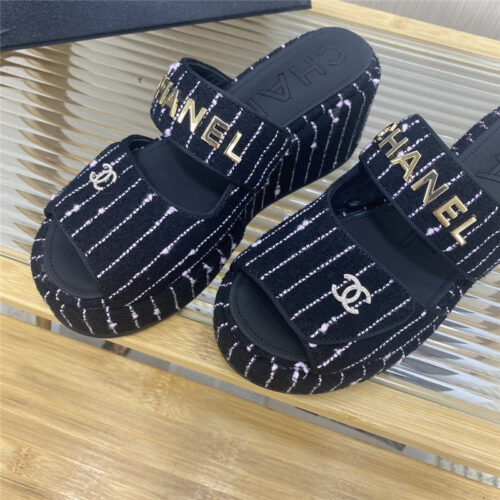 High Quality Luxury Chanel Logo Platform Slippers – Style 05926 product detail