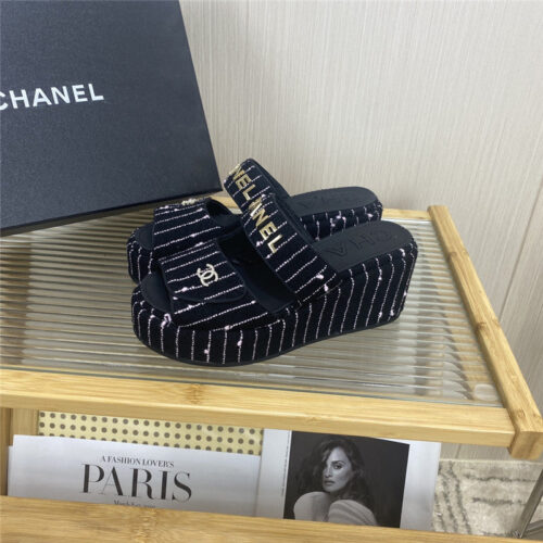 High Quality Luxury Chanel Logo Platform Slippers – Style 05926