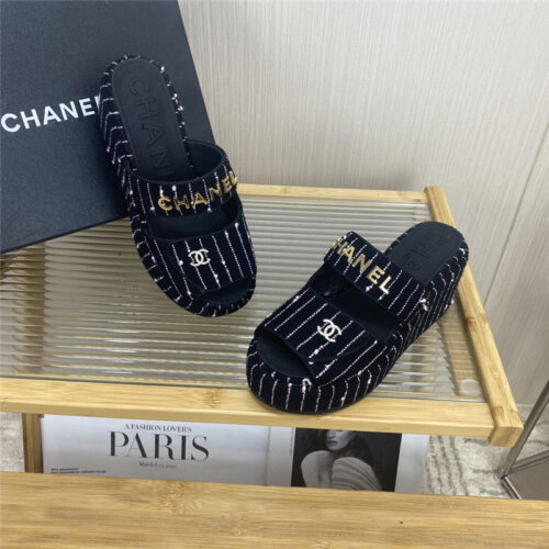 High Quality Luxury Chanel Logo Platform Slippers – Style 05926 product detail