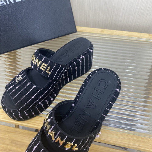 High Quality Luxury Chanel Logo Platform Slippers – Style 05926 product detail