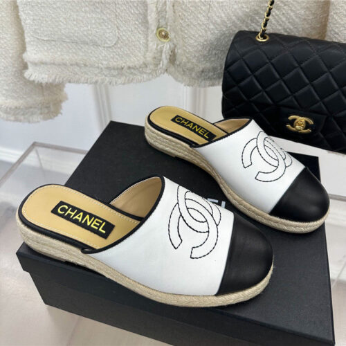 High Quality Luxury Chanel Logo Platform Fisherman Slippers