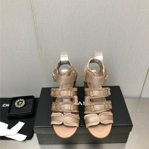 High Quality Luxury Chanel Chain Cloth Head Chunky Heel Shoes – Style 74566 product detail