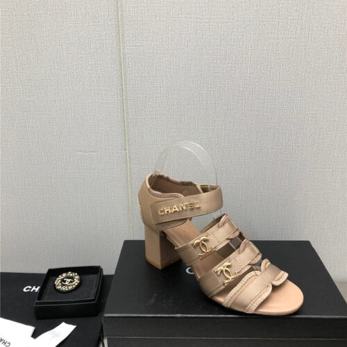 High Quality Luxury Chanel Chain Cloth Head Chunky Heel Shoes – Style 74566 product detail