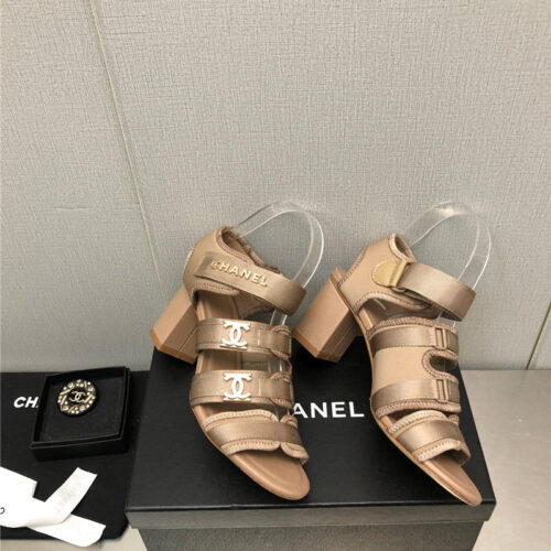 High Quality Luxury Chanel Chain Cloth Head Chunky Heel Shoes – Style 74566 product detail