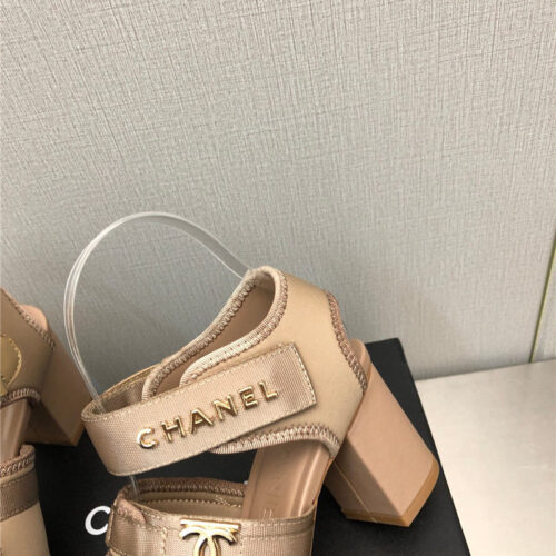 High Quality Luxury Chanel Chain Cloth Head Chunky Heel Shoes – Style 74566 product detail