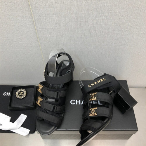 High Quality Luxury Chanel Chain Cloth Head Chunky Heel Shoes – Style 05638 product detail