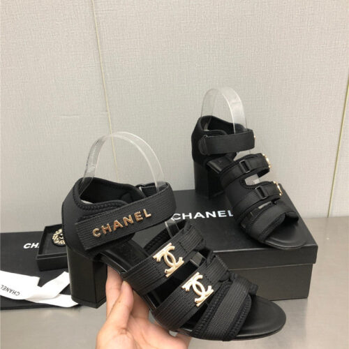 High Quality Luxury Chanel Chain Cloth Head Chunky Heel Shoes – Style 05638 product detail