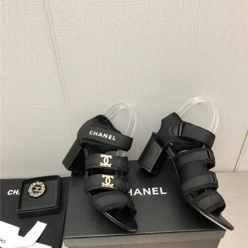 High Quality Luxury Chanel Chain Cloth Head Chunky Heel Shoes – Style 05638 product detail