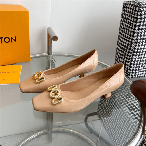 High Quality Luxury Louis Vuitton Chain Square-Toe Kitten Heels – Sizes 35–41 product image