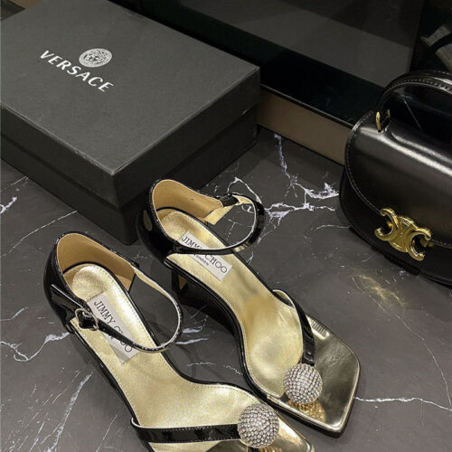 High Quality Luxury Jimmy Choo New Rhinestone Ball Sandals