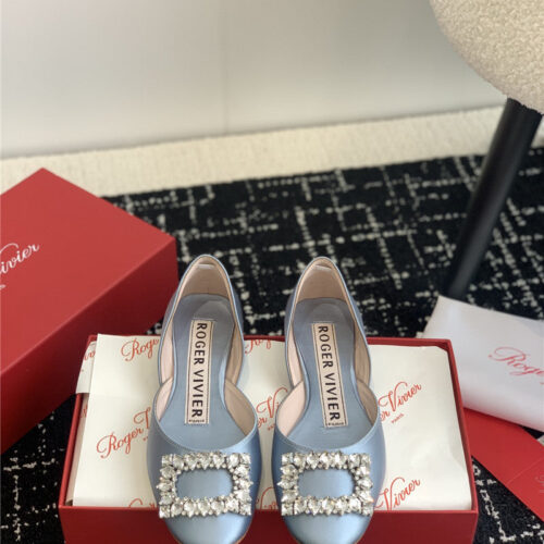 High Quality Luxury Roger Vivier Hollow Silk Satin Diamond Buckle Flat Shoes – Style 54100 product detail