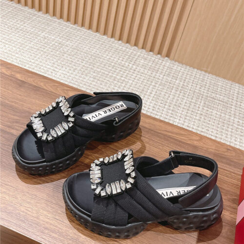 High Quality Luxury Roger Vivier Diamond Buckle Platform Sandals – Style 73908