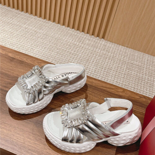 High Quality Luxury Roger Vivier Diamond Buckle Platform Sandals