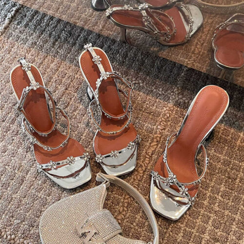 High Quality Luxury Amina Muaddi Crystal Heels Wine Glass Heel Sandals – Style 26371 product detail