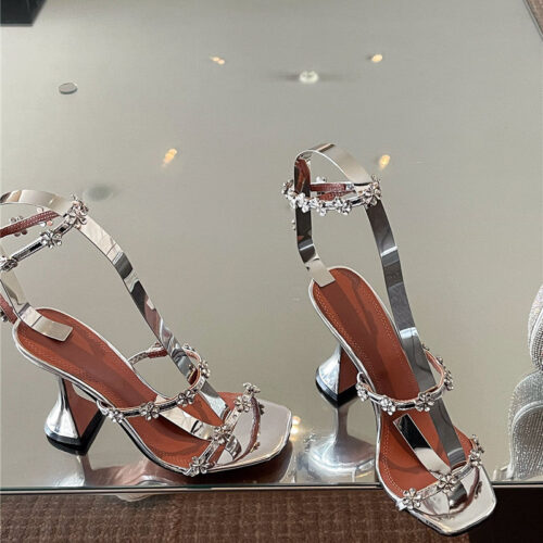 High Quality Luxury Amina Muaddi Crystal Heels Wine Glass Heel Sandals – Style 26371 product detail