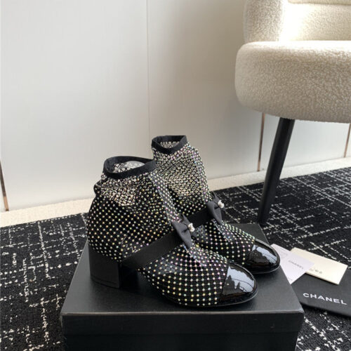 High Quality Luxury Chanel New Mary Jane Mesh Drill Boots