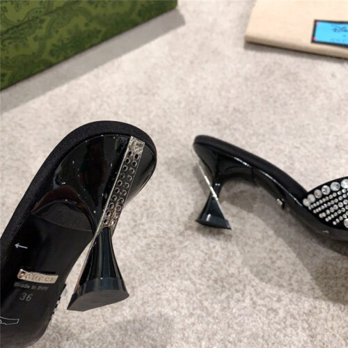 High Quality Luxury Gucci Rhinestone High Heel Slippers – Style 32211 product detail
