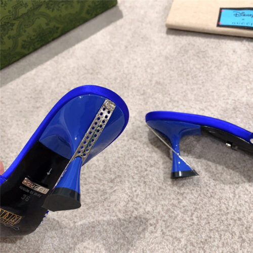 High Quality Luxury Gucci Rhinestone High Heel Slippers – Style 64979 product detail