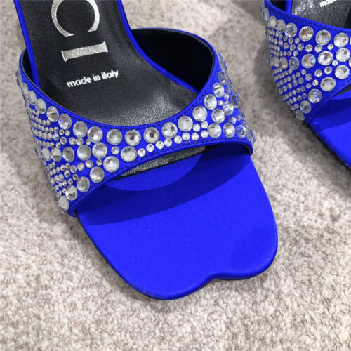 High Quality Luxury Gucci Rhinestone High Heel Slippers – Style 64979 product detail