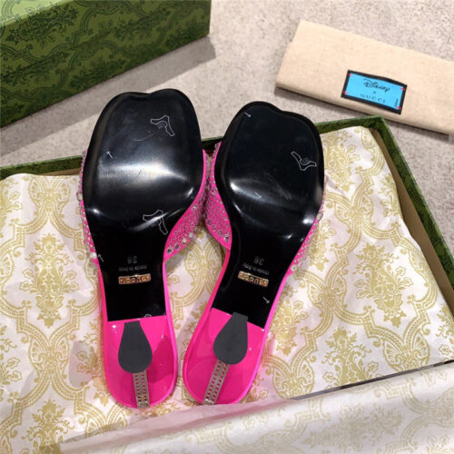 High Quality Luxury Gucci Rhinestone High Heel Slippers product detail