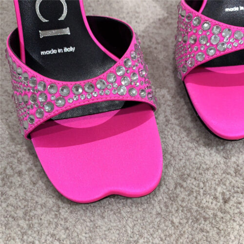 High Quality Luxury Gucci Rhinestone High Heel Slippers product detail