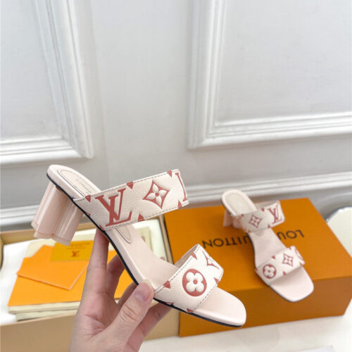 High Quality Luxury Louis Vuitton Plum Blossom Heel Embossed Sandals – Style 19075 alternate view