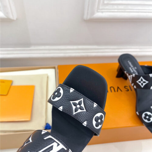 High Quality Luxury Louis Vuitton Plum Blossom Heel Embossed Sandals – Style 16771 product detail