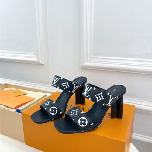 High Quality Luxury Louis Vuitton Plum Blossom Heel Embossed Sandals – Style 32035 alternate view