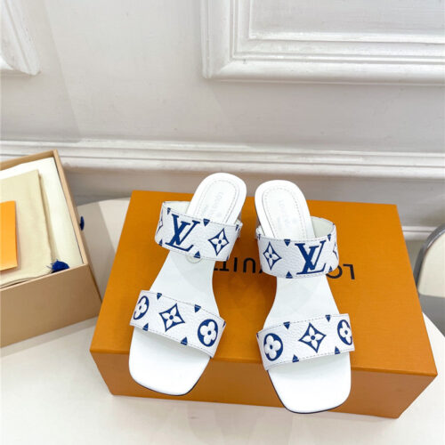 High Quality Luxury Louis Vuitton Plum Blossom Heel Embossed Sandals product detail