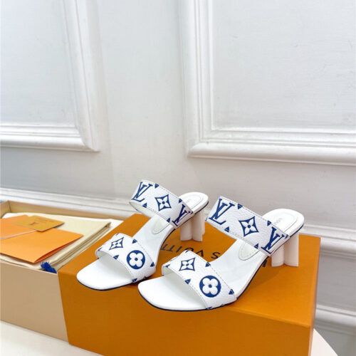 High Quality Luxury Louis Vuitton Plum Blossom Heel Embossed Sandals product detail