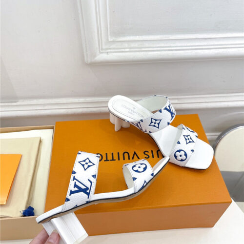 High Quality Luxury Louis Vuitton Plum Blossom Heel Embossed Sandals product detail