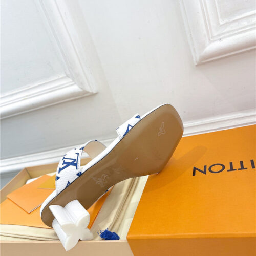 High Quality Luxury Louis Vuitton Plum Blossom Heel Embossed Sandals product detail