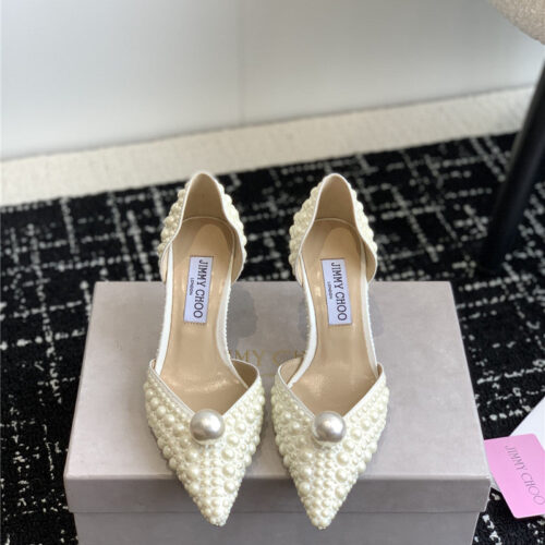High Quality Luxury Jimmy Choo Pearl Embellished Shoes product detail