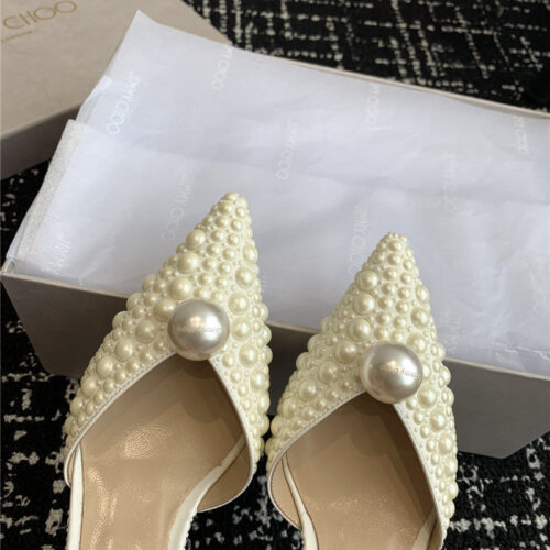 High Quality Luxury Jimmy Choo Pearl Embellished Shoes product detail