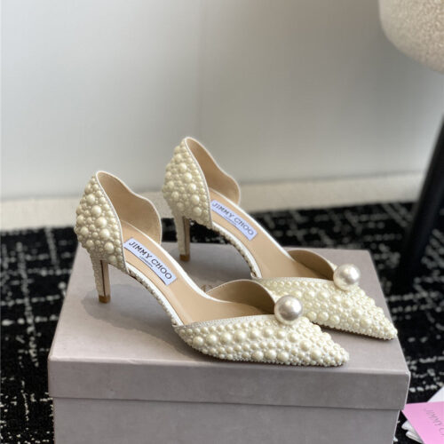 High Quality Luxury Jimmy Choo Pearl Embellished Shoes product detail