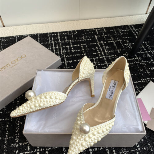 High Quality Luxury Jimmy Choo Pearl Embellished Shoes