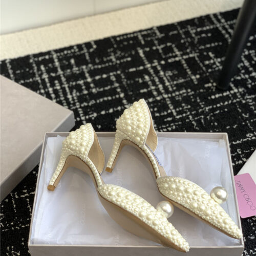 High Quality Luxury Jimmy Choo Pearl Embellished Shoes product detail