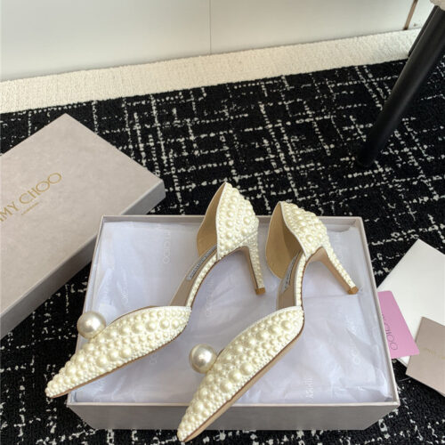 High Quality Luxury Jimmy Choo Pearl Embellished Shoes product detail