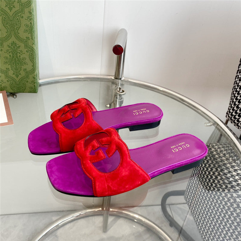 High Quality Luxury Gucci Interlocking GG Cutout Slides – Style 25075