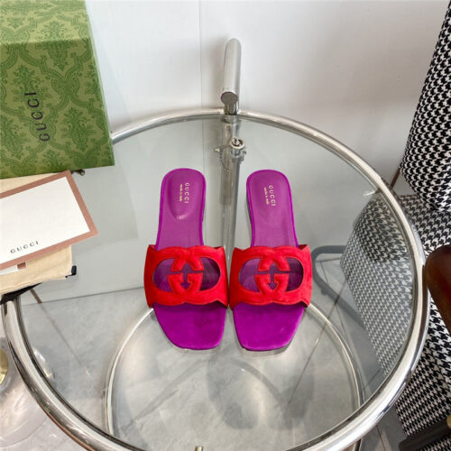 High Quality Luxury Gucci Interlocking GG Cutout Slides – Style 25075 product detail