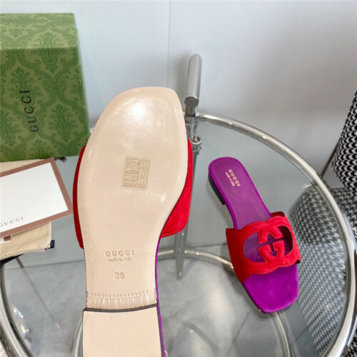 High Quality Luxury Gucci Interlocking GG Cutout Slides – Style 25075 product detail