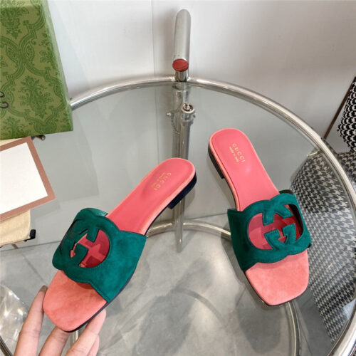 High Quality Luxury Gucci Interlocking GG Cutout Slides alternate view