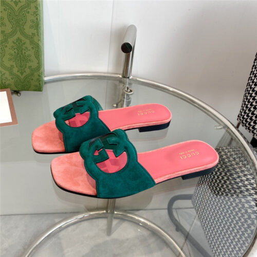 High Quality Luxury Gucci Interlocking GG Cutout Slides