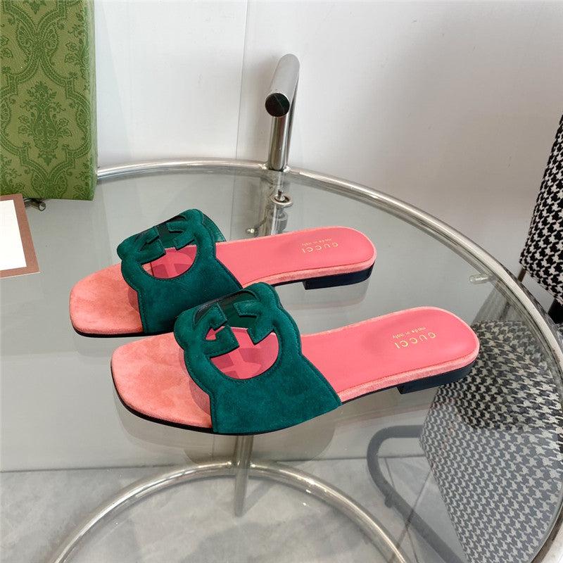 High Quality Luxury Gucci Interlocking GG Cutout Slides