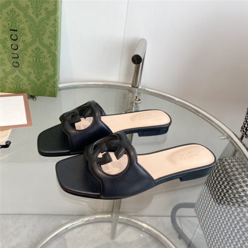 High Quality Luxury Gucci Interlocking GG Cutout Slides – Style 23379