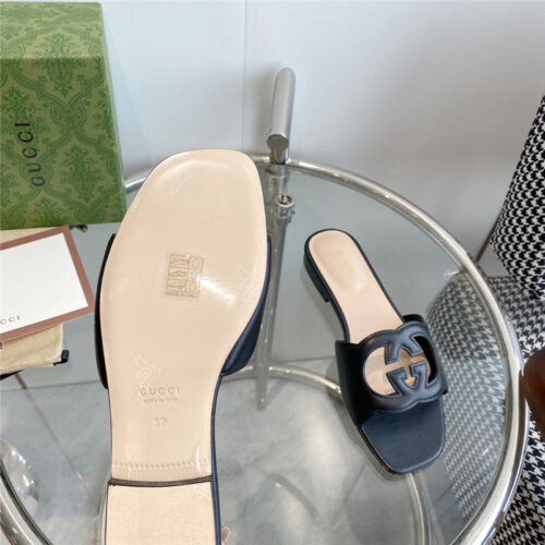 High Quality Luxury Gucci Interlocking GG Cutout Slides – Style 23379 product detail