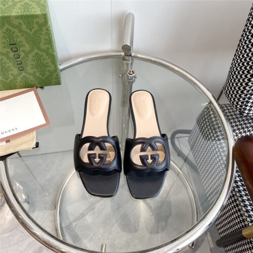 High Quality Luxury Gucci Interlocking GG Cutout Slides – Style 23379 product detail