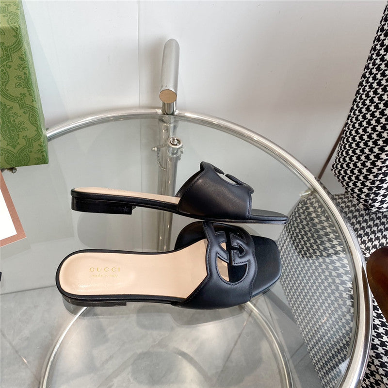 High Quality Luxury Gucci Interlocking GG Cutout Slides – Style 23379 product detail
