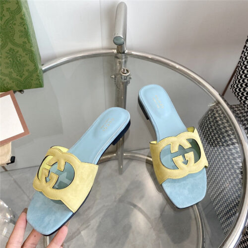 High Quality Luxury Gucci Interlocking GG Cutout Slides – Style 19987 alternate view