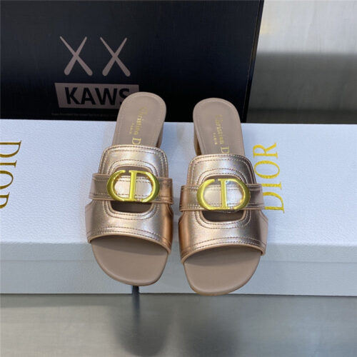 High Quality Luxury Dior Cd Letter Metal Logo Flat Hollow Sandals – Style 18822 product detail